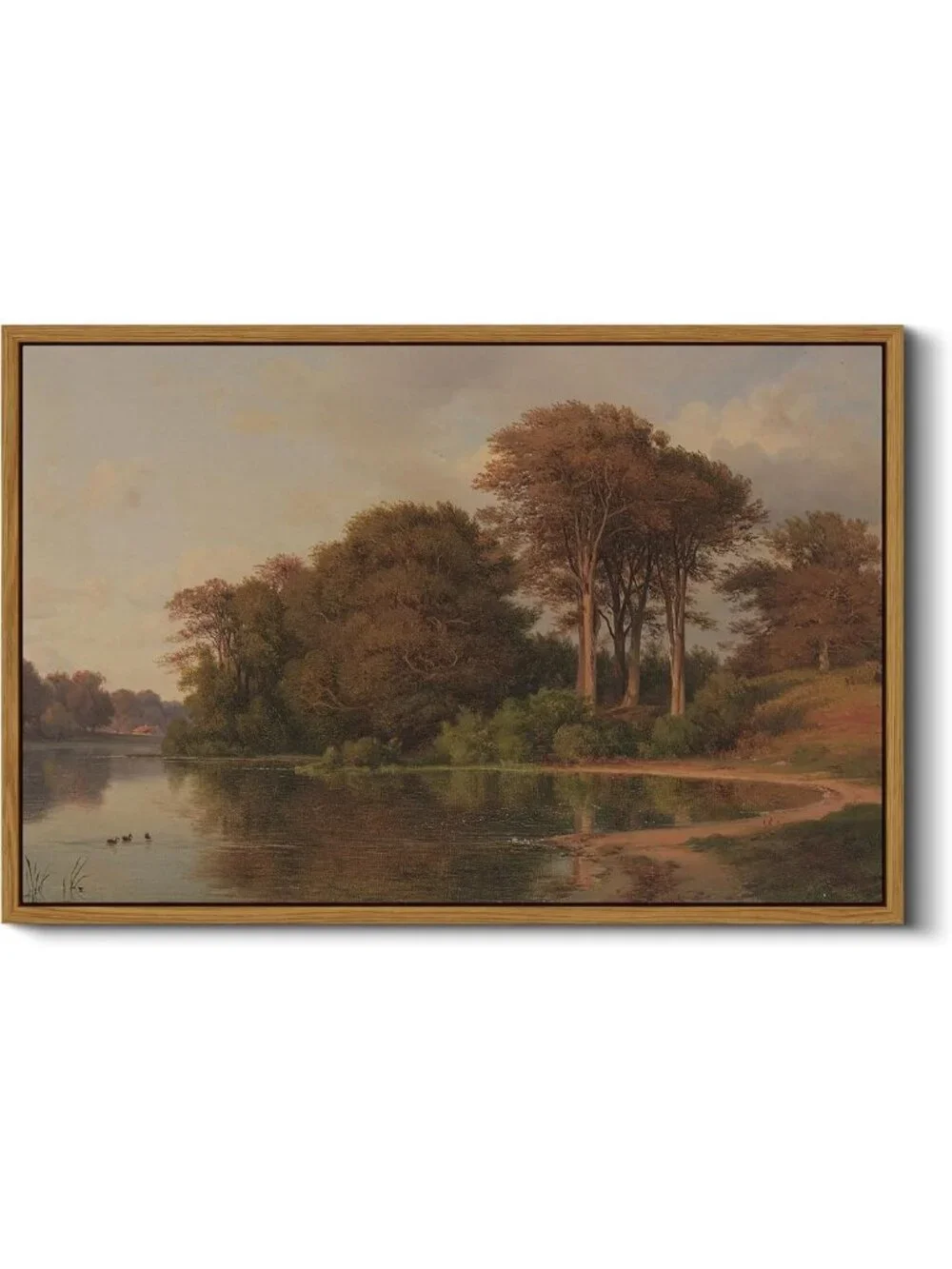 Vintage Framed Canvas Wall Art - Autumn Scenery Decor for Living Room & Kitchen